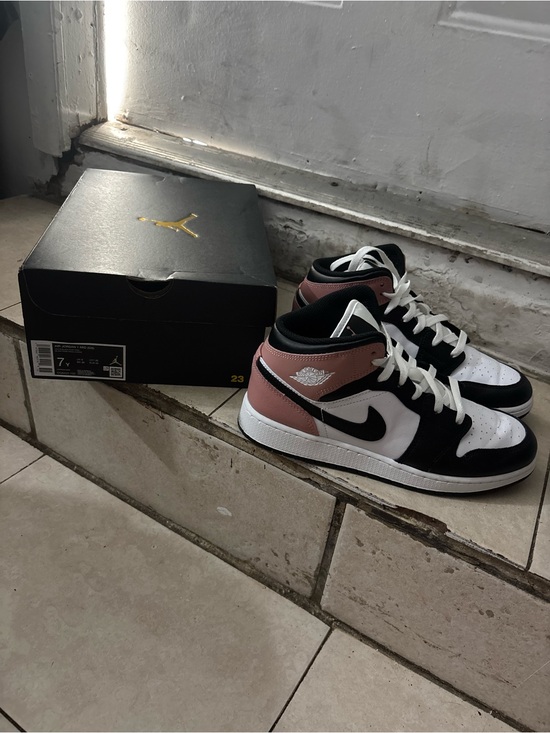Jordan Shoes - Jordan Women’s Mid-Top Sneakers in White, Black & Mauve